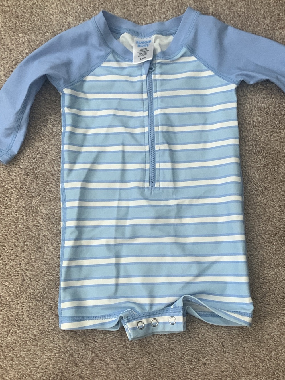 Rugged Butts Light Blue Striped Kids One-Piece Swimsuit